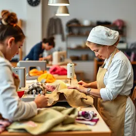 aulas de costura e culinária
